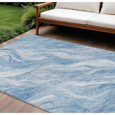 HomeRoots Abstract Transitional Rectangle Outdoor Rug