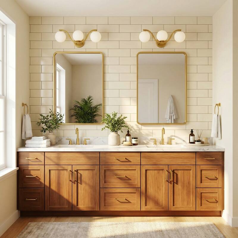 Acroma 3 - Light Gold Seel Wavy Dimmable Vanity Light