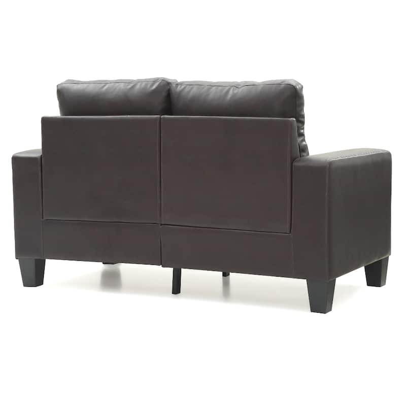 Flared Arm Faux Leather Tufted Straight Sofa - 58" - Dark Brown
