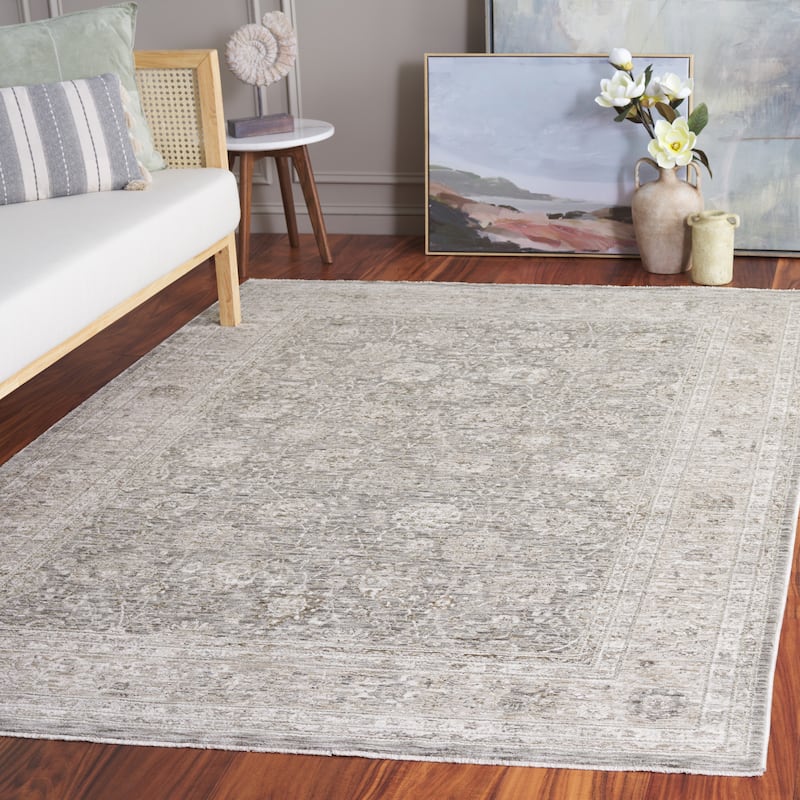 SAFAVIEH Mason Guliz Vintage Rug - 6'3" Square - Beige/Dark Grey Ivory