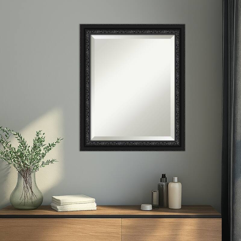Downton Black Beveled Wood Framed Wall Mirror - Downton Black