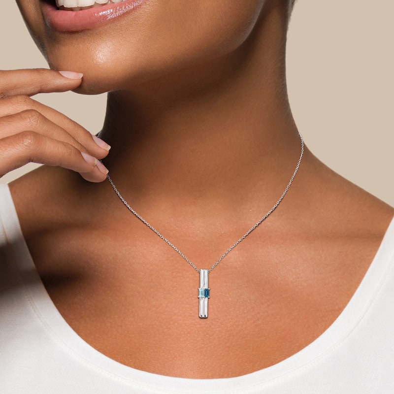Miadora 4/5ct TGW Blue Sky Blue Topaz London Drop Necklace Sterling Silver