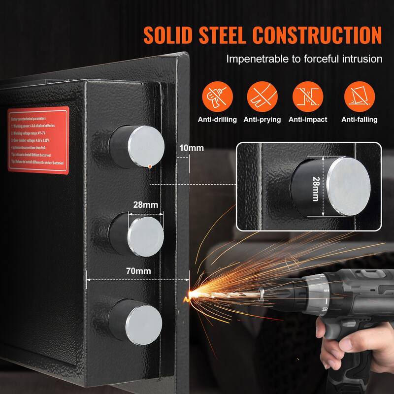 Depository Safe, Deposit Safe with Drop Slot, Electronic Code Lock and 2 Emergency Keys, Business Drop Slot Safe