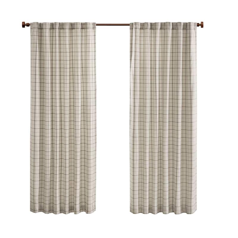 Madison Park Anaheim Plaid Rod Pocket and Back Tab Single Curtain Panel with Fleece Lining