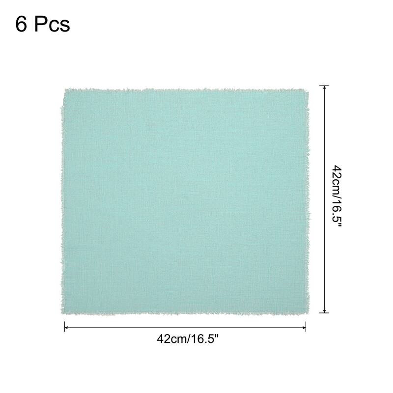 6pcs Cloth Napkins 16.5x16.5 Inches Cotton Linen Napkins with Fringe - Light Green