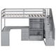 preview thumbnail 23 of 80, Multifunctional Wood Twin Size Loft Bed with L-Shaped Desk and Storage Staircase, Loft Bed Frame with Cabinet and Drawers