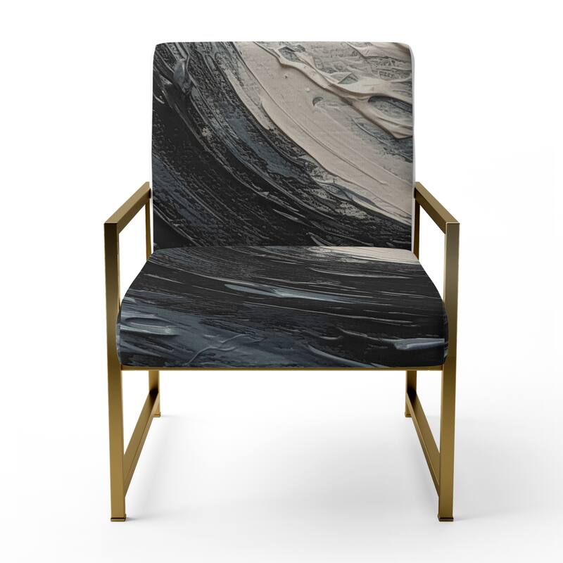 Designart "Gold and Black Vibrant Spirals" Upholstered Abstract Spirals Accent Chair and Modern & Contemporary Arm Chair