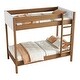 preview thumbnail 6 of 8, Twin Over Twin Bunk Bed with Plush Teddy Fleece Headboard and Rubber Wood Frame Safety Guardrails & Ladder (250lb Capacity)