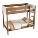 preview thumbnail 6 of 8, Twin Over Twin Solid Wood Bunk Bed with Teddy Fleece Panels, with Ladder & Guardrails, Underbed Storage Space