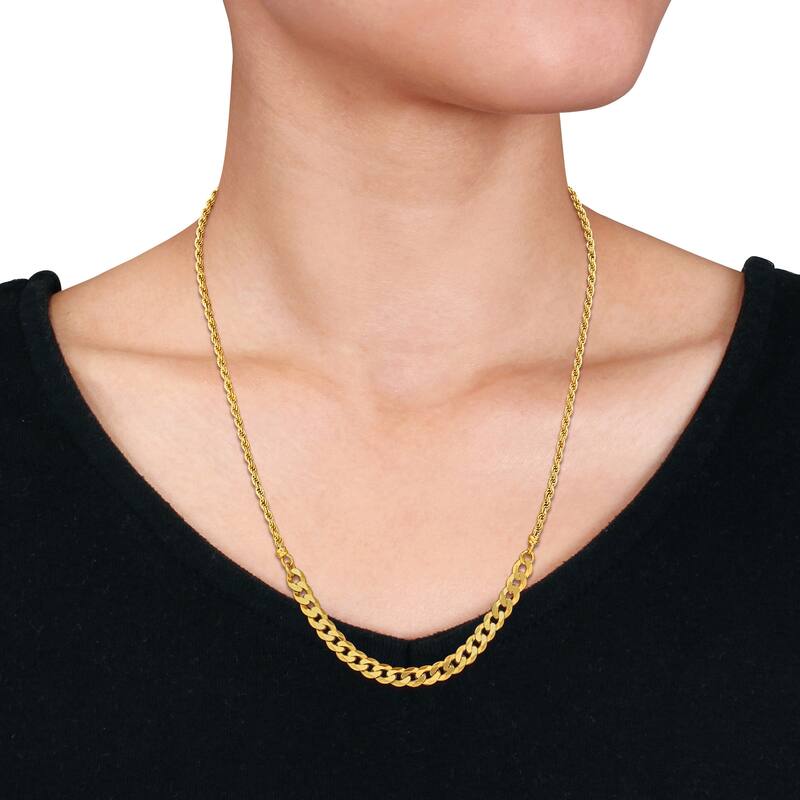 Miadora Curb Link Chain Necklace in Yellow Plated Sterling Silver