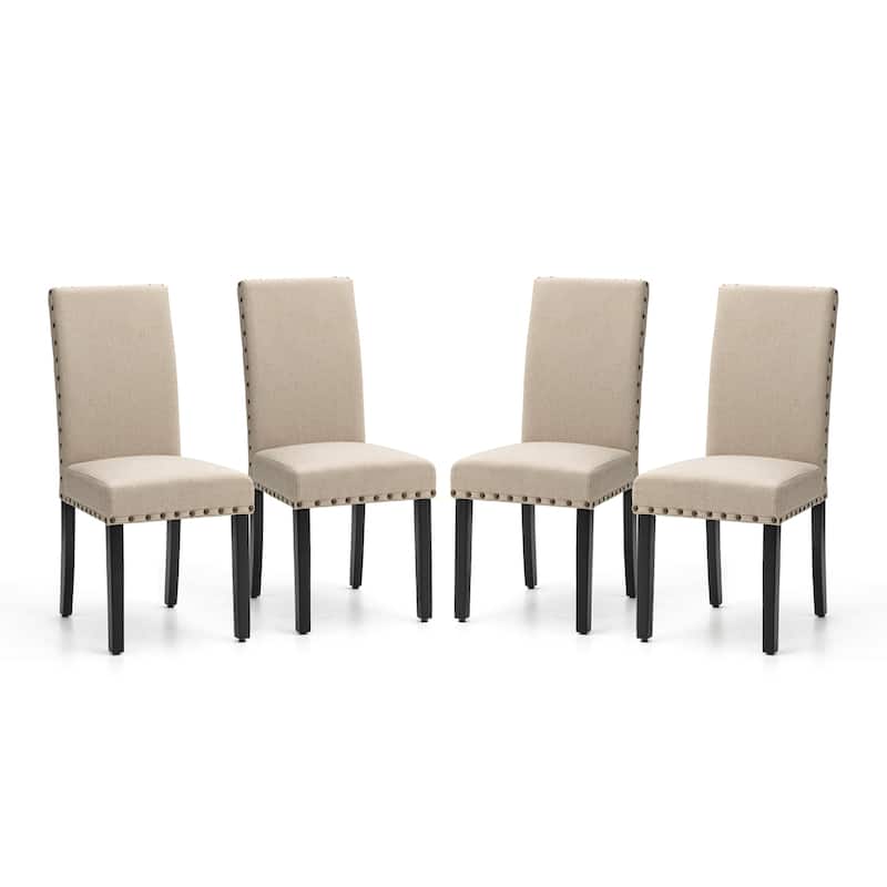 Glitzhome Modern High Back Linen Upholstered Dining Chairs with Adjustable Footpads