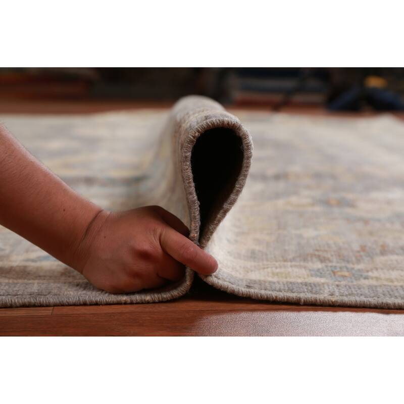 Hand Knotted Oriental 100% Wool Carpet Transitional All-Over Greys & Charcoal Oushak Area Rug - 12' 0'' X 9' 1''