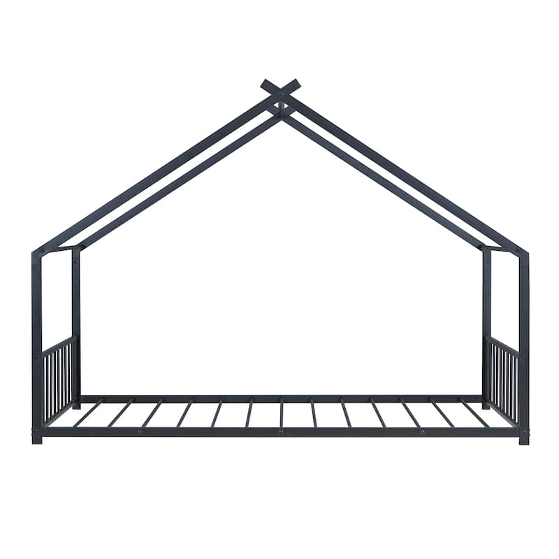 Playhouse Design Metal House Bed, Twin/Full Size, Sturdy Frame for Kids' Room