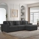 preview thumbnail 105 of 132, 118" W Corduroy L-shape Modular Sectional Sofa with Pillows Grey - Right Facing