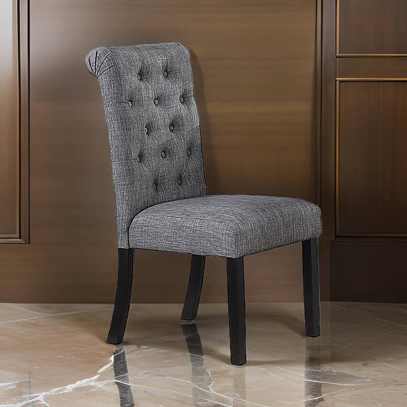 Black/Gray Fabric Upholstered Wood Frame Dining Chair, Sturdy Dining Chair for Dining Rooms - 17.5
