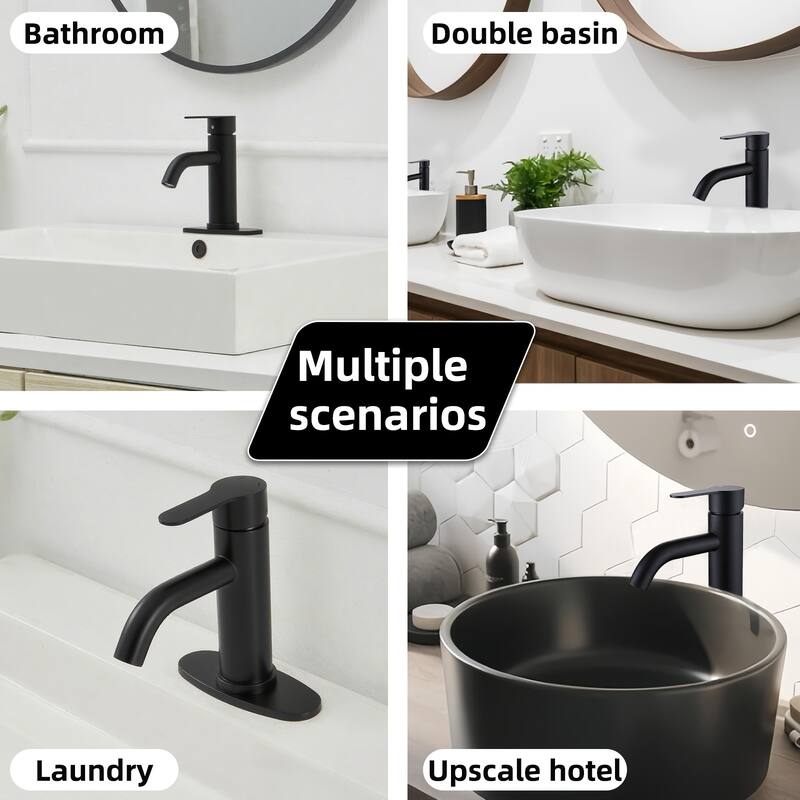 Single Hole Single-Handle Bathroom Faucet with Deck Plate