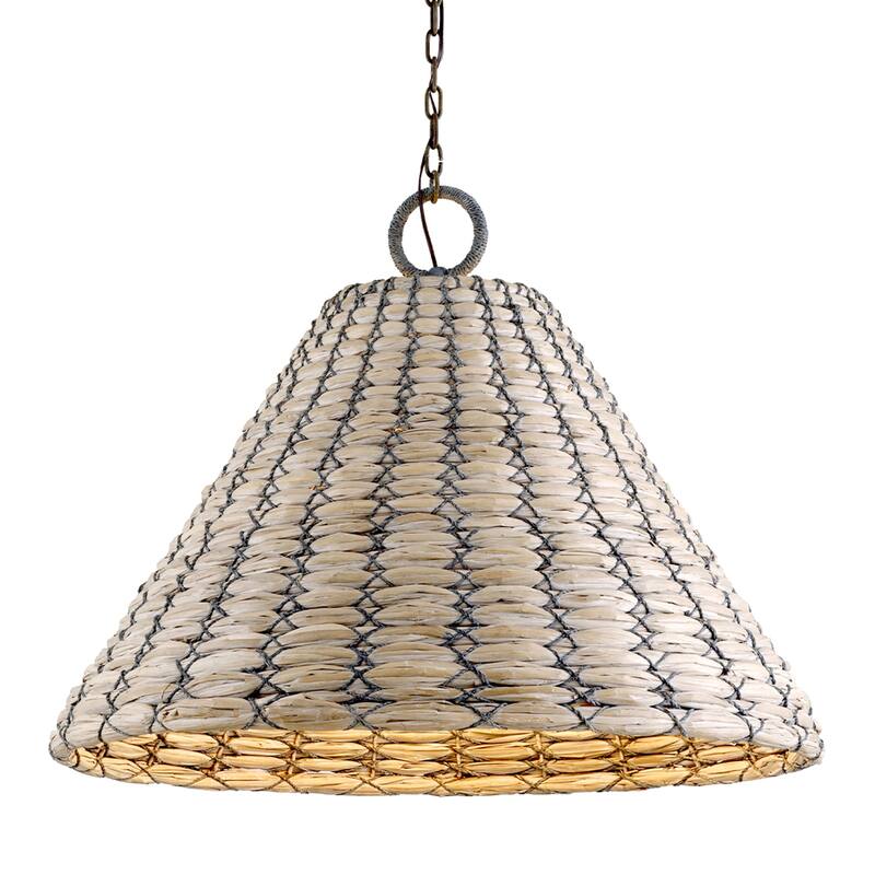 Solana 1-light Earthen Bronze Pendant with White Washed Sea Grass and Opal White Glass