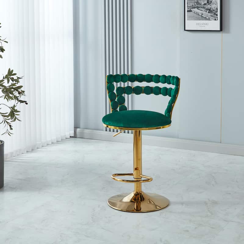 Modern Bar Chair With Golden Color Iron Tube Legs