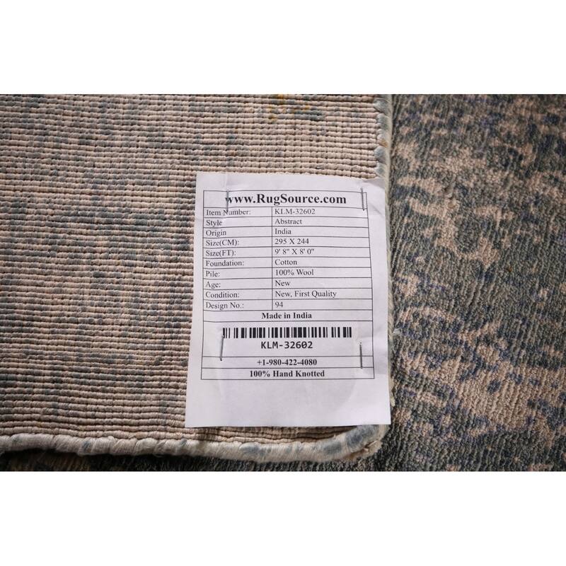 Contemporary Abstract Indian Area Rug Handmade Wool Carpet - 8'0" X 9'8"