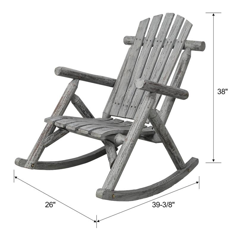 Outdoor Wooden Rocking Chair for Porch, Patio, or Garden - 26" x 39.375" x 38"