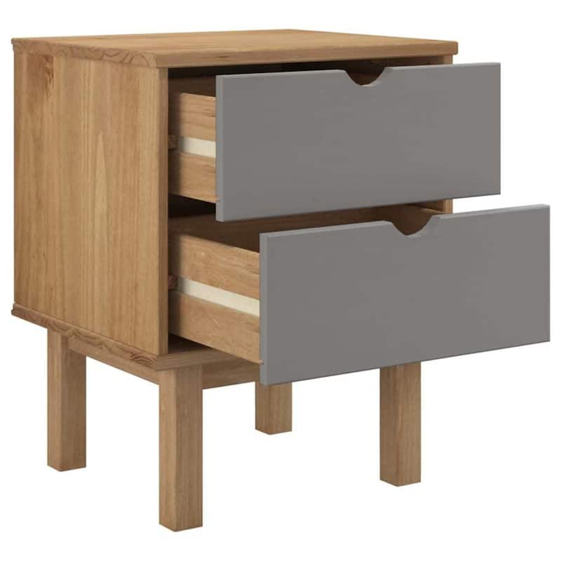 Solid Wood Pine Bedside Cabinet with 2 Drawers