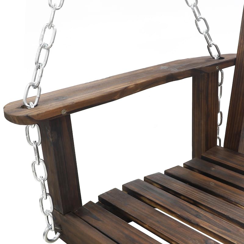 VEIKOUS Outdoor 5ft Wooden Hanging Patio Porch Swing for 3 Person with Chains