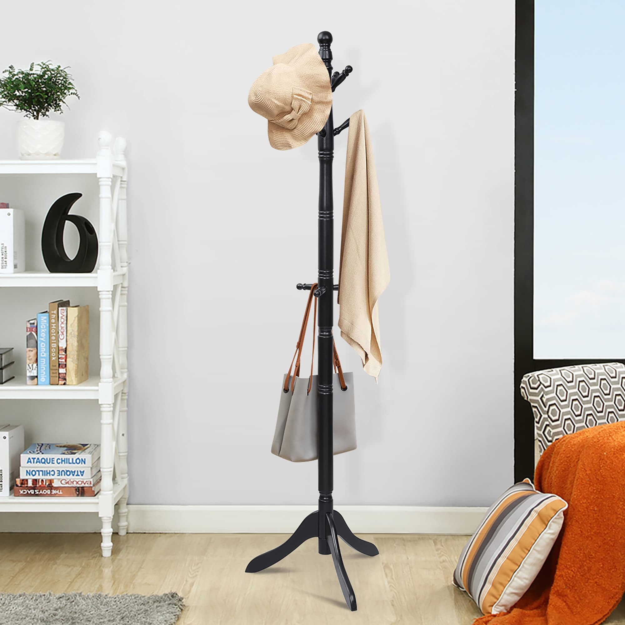 Beautiful black coat rack with 4 hooks, Easy to attach