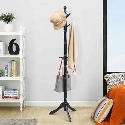 Wood Tree Coat Rack Entryway Coat Stand with 9 Hooks