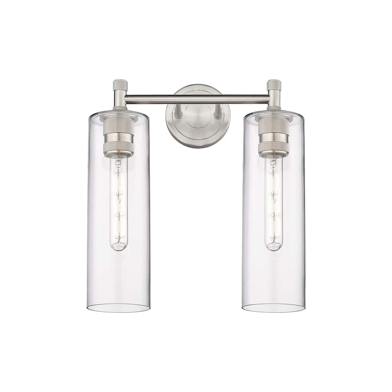 Innovations Lighting Crown Point - 2 Light 12" Wall-Mounted Bath Vanity Light - Clear/Satin Nickel