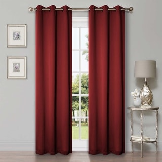 Superior Solid Machine Washable Room Darkening Grommet Curtains, Set of 2