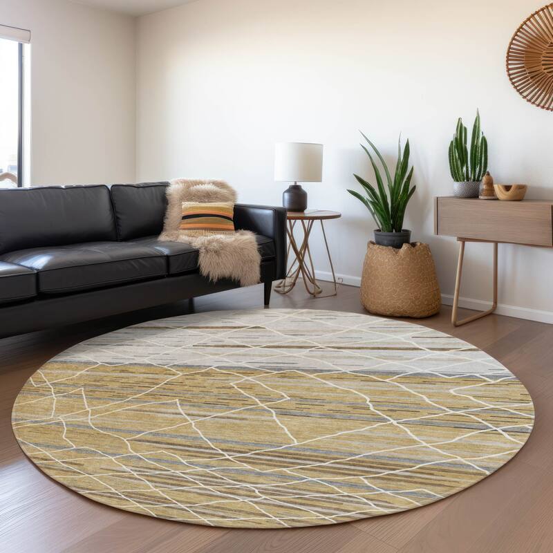 Premium Washable Super Soft Modern Himalaya Mayfield Rug - 8' x 8' - Gold