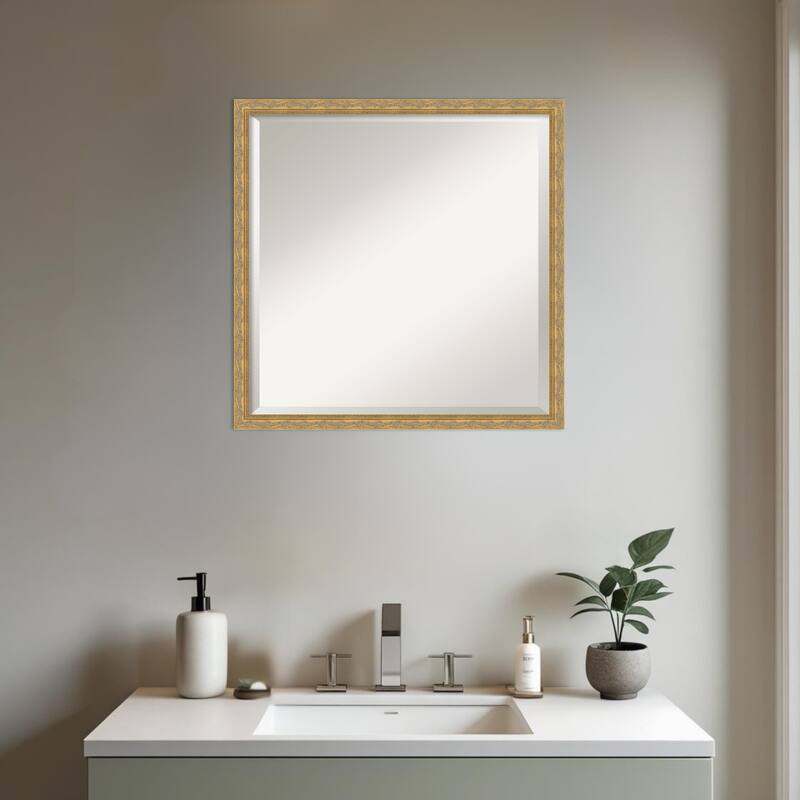 Mila Beveled Wood Framed Bathroom Vanity Wall Mirror
