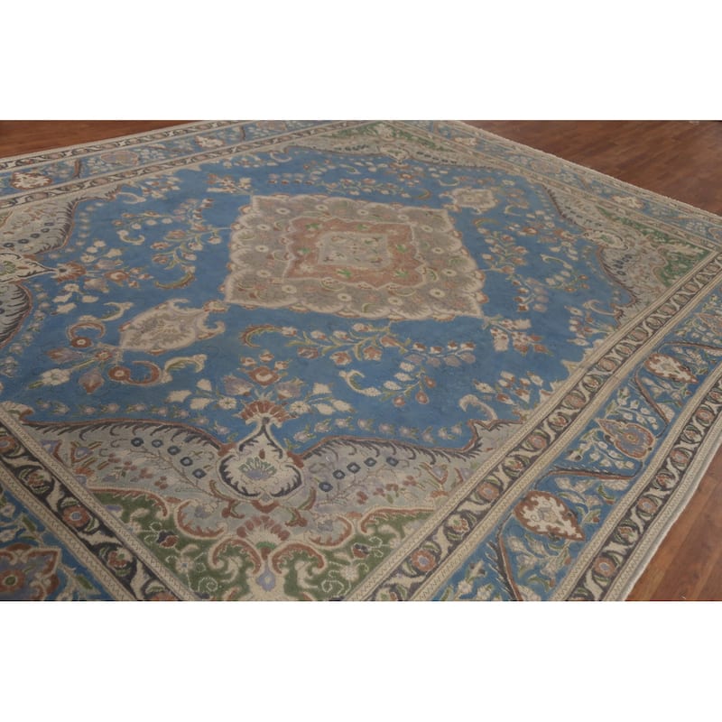 Tabriz Persian Vintage Area Rug Hand-Knotted Geometric Wool Carpet - 9'10"x 12'9"