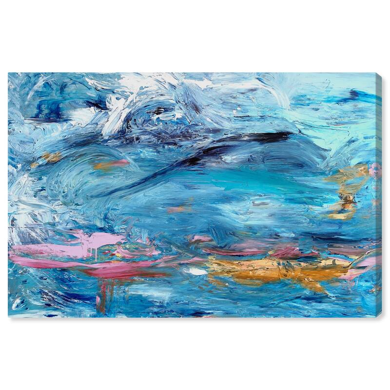 Wynwood Studio Canvas Abstract Indigo and Rising Sun Flourish Blue and Metallic Gold Modern & Contemporary Wall Art Canvas Print