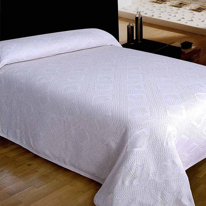 Jacquard Bedspread Collection by Bargoose Home Textiles - Simple, Elegant Design, Richly Textured, Made in Portugal - White Avalon - King