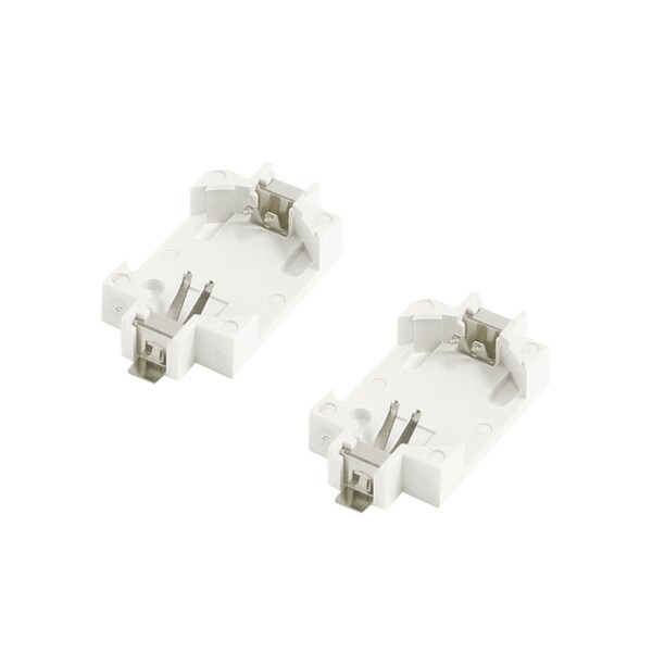 Unique Bargains 2 Pcs Plastic Shell CR2032 Button Cell Battery Socket Holder Case Off White