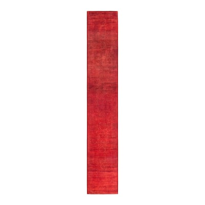Contemporary Overdyed Wool Hand Knotted Runner - 2' 7" x 15' 9"