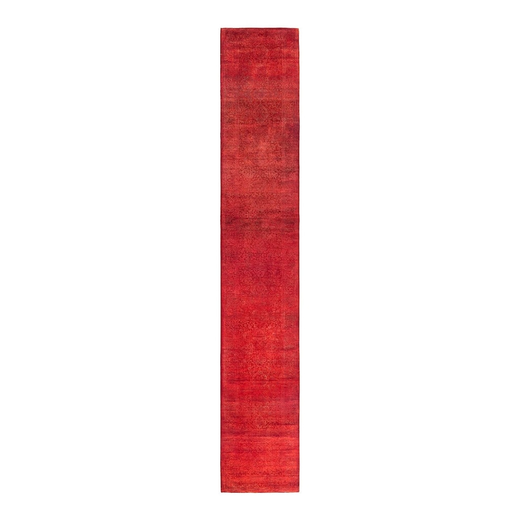 Contemporary Overdyed Wool Hand Knotted Runner - 2' 7" x 15' 9"