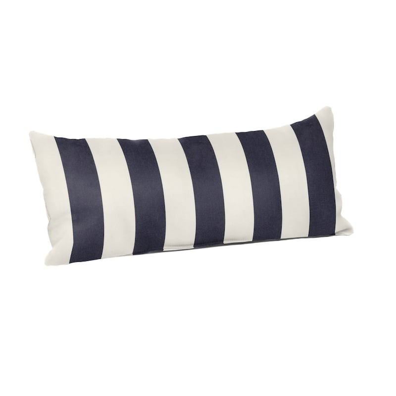 Sunbrella Stripe Fabric 1-Piece Indoor/Outdoor Lumbar Pillow, 22"W x 9"L, Maxim Classic - 22"W x 9"L - Maxim Navy