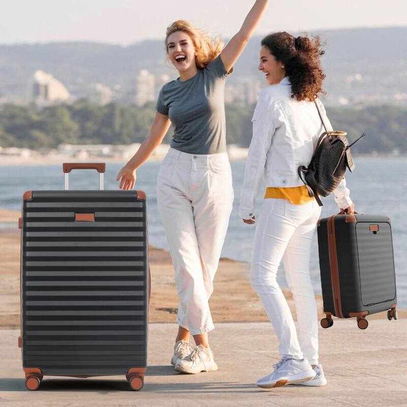 Luggage Sets 5 Piece, Expandable Carry on Suitcase with Spinner Wheels TSA Lock USB Port, Cup Holder Duffel Bag and Toiletry Bag