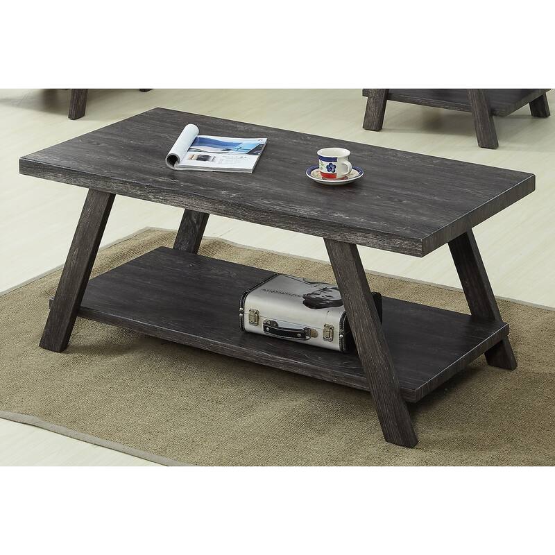 Modern Storage 3-Piece Coffee Table Set with Shelf and Wide-angled Legs for Living Room