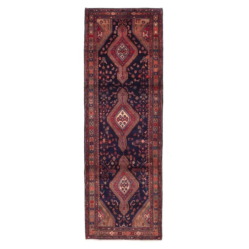 ECARPETGALLERY Hand-knotted Konya Anatolian Dark Navy Wool Rug - 3'5 x 10'2