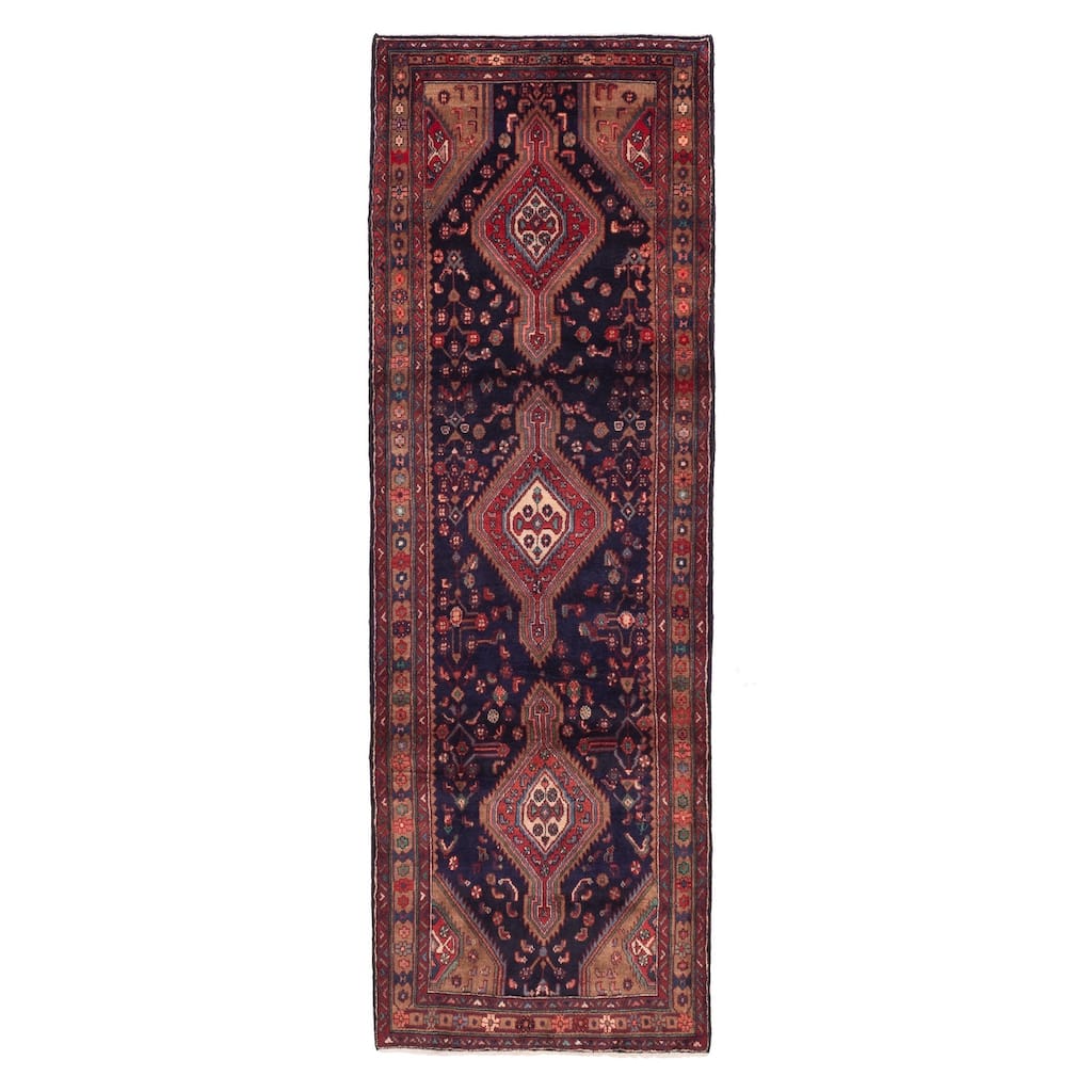 ECARPETGALLERY Hand-knotted Konya Anatolian Dark Navy Wool Rug - 3'5 x 10'2