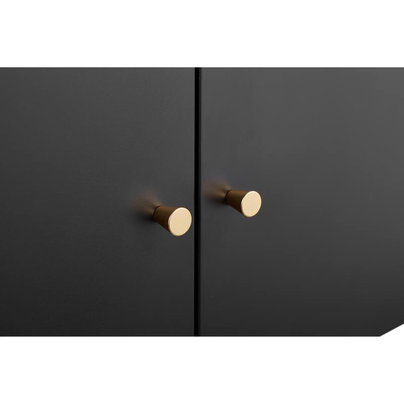 Anmytek Modern Rolling Storage Cabinet Mobile with Wheels Matte Black Accent Multi Purpose Organizer