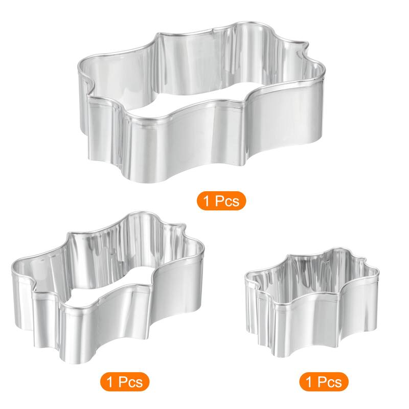Cookie Cutter Set Rectangular Large and Medium and Small Silver Tone