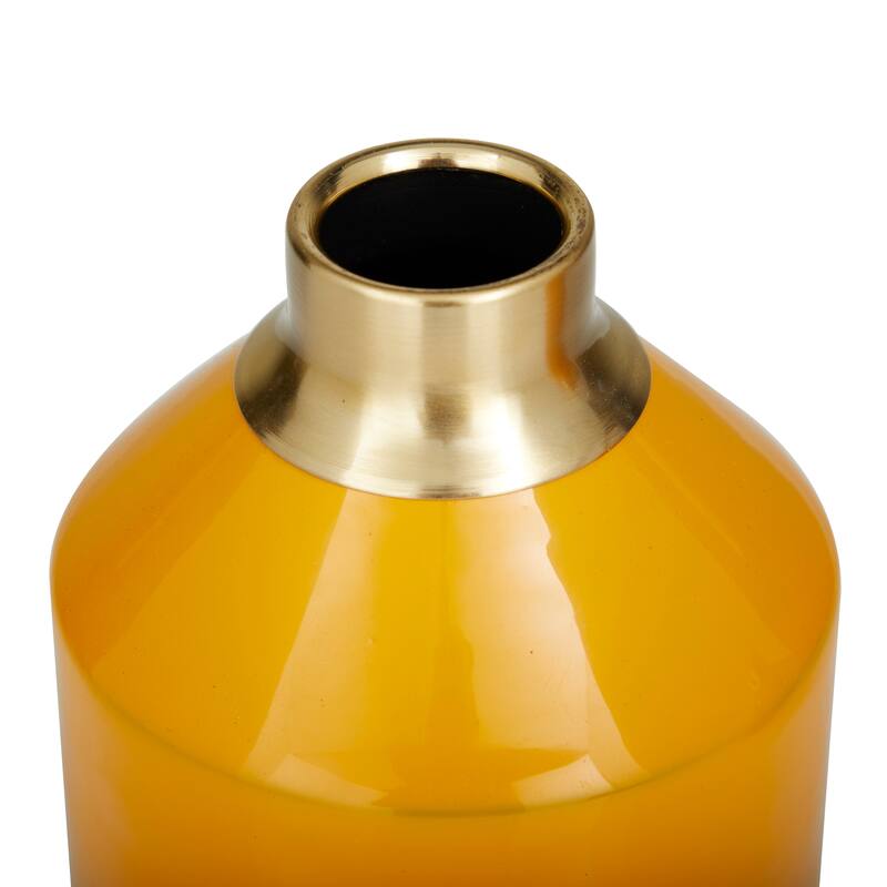 Metal Vase with Gold Rims (Set of 2) - Cream, Blue, Yellow, Red