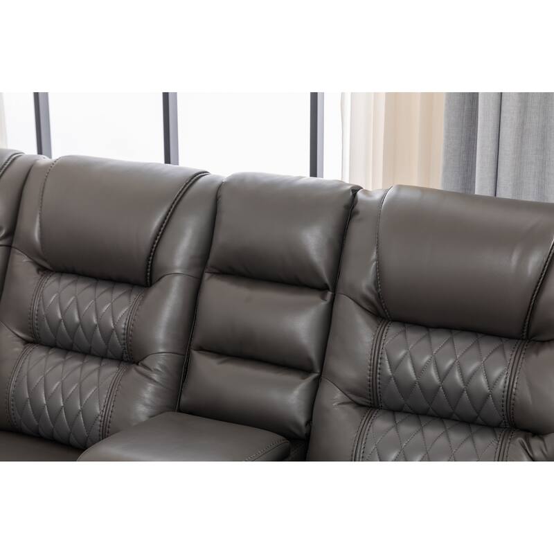 Kamiri 5 - Piece Faux Leather Reclining Two-Tone Sectional