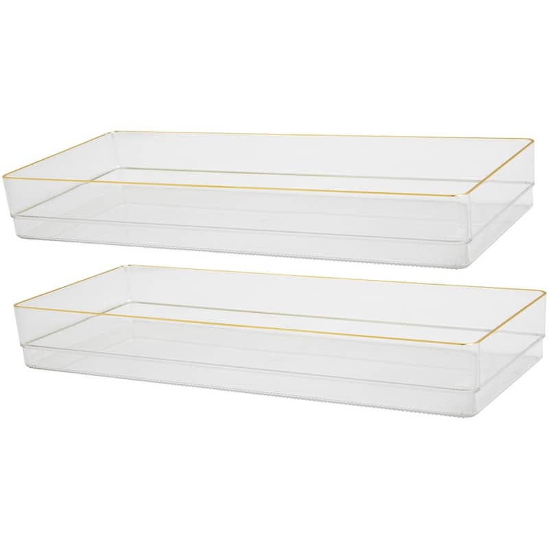 Flash Furniture BE-PB8972-G-2-MS Kerry 2" Tall Office Organizer Set - Clear / Gold - Clear / Gold