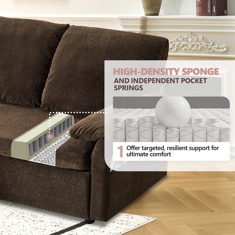 Modern L-Shaped Upholstered Velvet Sleeper Sectional Sofa bed with Chaise and Queen Pull Out Bed