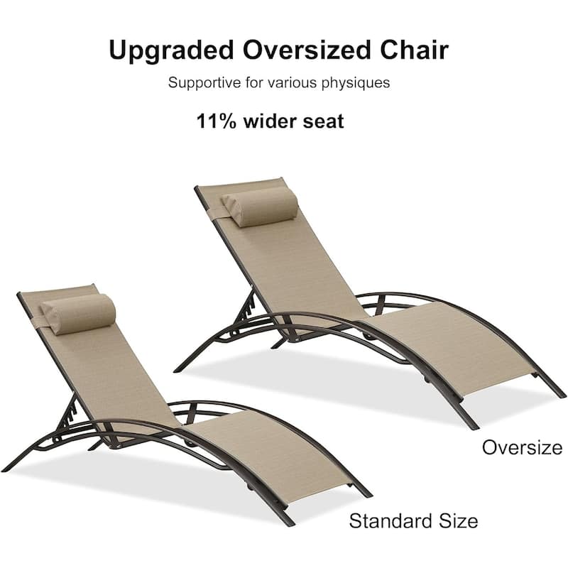 PURPLE LEAF Patio Chaise Lounge Chair Aluminum Recliner with Side Table